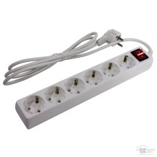 SP6W-230. Сетевой фильтр 6 розеток, 3м, белый. 5bites
