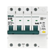 ДИФ-103 6кА NEW 3Р+N 40А 30мА AC (16405DEK). Автоматический выключатель дифференциального тока. DEKraft