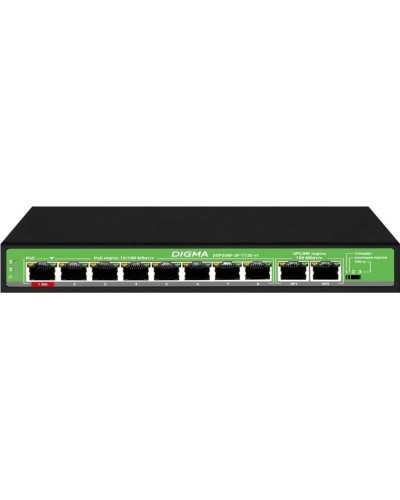 DSP208F-2F-T120 DSP208F-2F-T120 V1 (L2) 10х100Мбит/с 8PoE 8PoE+ 120W. Коммутатор с питанием по PoE. Digma в Грозном