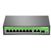 DSP208G-2G-1S-T120 (L2) 10х1Гбит/с 1SFP 8PoE 8PoE+ 120W. Коммутатор с питанием по PoE. Digma
