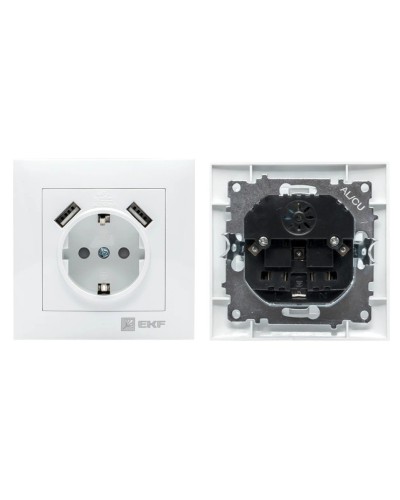 Валенсия розетка 1-местная с/з 16А (EWR16-028-10-2USB). Розетка 1-местная с/з 16А. EKF в Грозном