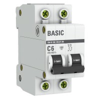 Автоматический выключатель 2P 6А (C) 4,5кА ВА 47-29 Basic (mcb4729-2-06C). Автоматический выключатель. EKF