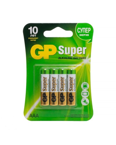 GP Super Alkaline 24A AAA (GP 24A-2CR4), упак. 4 шт. БЛИСТЕР. Алкалиновые батарейки. GP Batteries в Грозном
