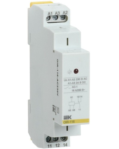 Реле промежуточное модульное OIR 1 контакт 16А 230В AC (OIR-116-AC230V). Реле промежуточное модульное. IEK в Грозном