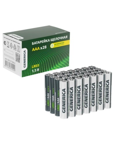 Батарейка Alkaline LR03/AAA GENERICA (28 шт) (ABT-LR03-ST-B28-G). Батарейка щелочная. IEK в Грозном