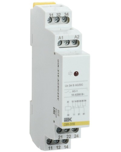 Реле промежуточное модульное OIR 3 контакта 16А 24В AC/DC (OIR-316-ACDC24V). Реле промежуточное модульное. IEK в Грозном