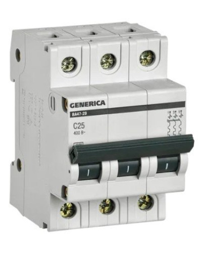GENERICA ВА47-29 3P C 25А 4,5кА (MVA25-3-025-C). Автоматический выключатель. IEK в Грозном