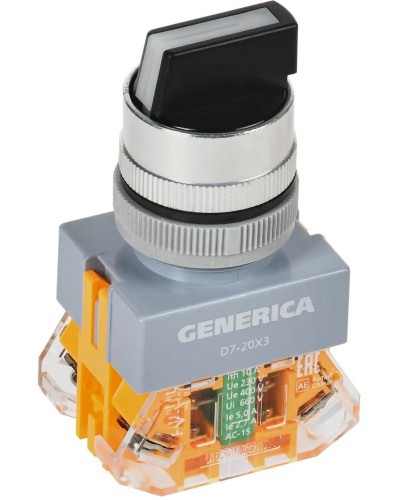 Переключатель D7-20X3 на 3 положения черный GENERICA (BSW50-20X3-3-21-3-K02-G). Переключатель. IEK в Грозном
