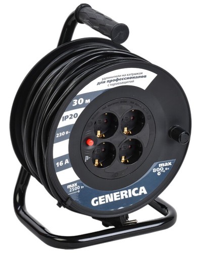 УК20 4 места 2P+PE, 20м GENERICA (WKP20-16-04-20-G). Удлинитель на катушке с термозащитой, 3х1,5кв.мм. IEK в Грозном