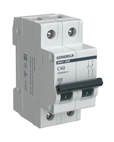 GENERICA ВА47-29М 2P C 40А 4,5кА (MVA21-2-040-C-G). Автоматический выключатель. IEK в Грозном