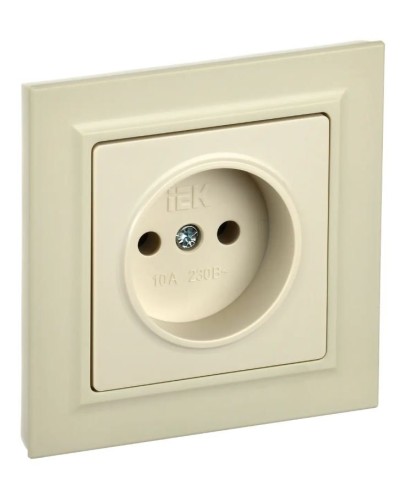 Розетка без з/к в сборе РСР10-1-0-БрКр бежевый BRITE (BR-R10-10-K10-F). Розетка без заземления без защитных шторок. IEK в Грозном