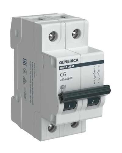 GENERICA ВА47-29М 2P C 6А 4,5кА (MVA21-2-006-C-G). Автоматический выключатель. IEK в Грозном