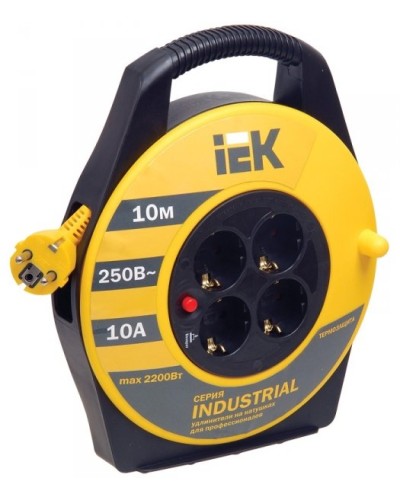 УК10 4 места, 10м (WKP14-10-04-10). Удлинитель на катушке Industrial. IEK в Грозном