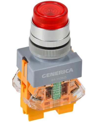 Кнопка D7-11DNZS d=22мм красная GENERICA (BBT50-11DNZS-3-11-K04-G). Кнопка управления с подсветкой и фиксацией. IEK в Грозном