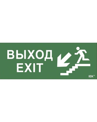 Самоклеящаяся этикетка Выход/лестница вниз/фигура для ССА (LPC10-1-35-13-VLVNF). Самоклеящаяся этикетка 240х90 мм. IEK в Грозном