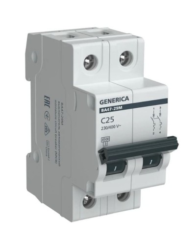 GENERICA ВА47-29М 2P C 25А 4,5кА (MVA21-2-025-C-G). Автоматический выключатель. IEK в Грозном
