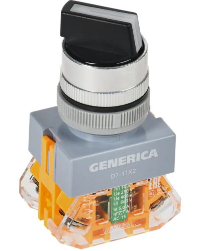Переключатель D7-11X2 на 2 положения черный GENERICA (BSW50-11X2-3-21-2-K02-G). Переключатель. IEK в Грозном