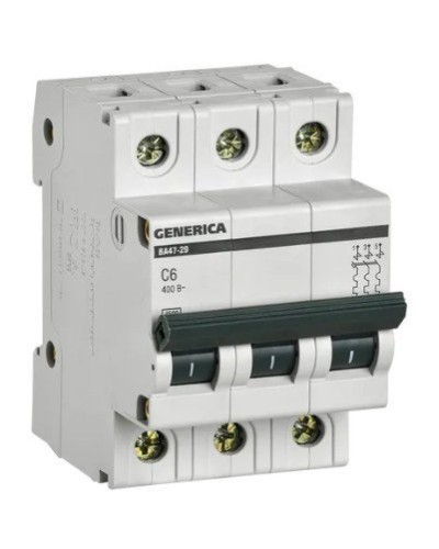 GENERICA ВА47-29 3P C 6А 4,5кА (MVA25-3-006-C). Автоматический выключатель. IEK в Грозном