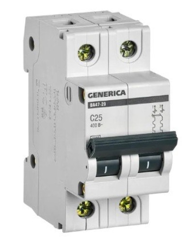GENERICA ВА47-29 2P C 25А 4,5кА (MVA25-2-025-C). Автоматический выключатель. IEK в Грозном