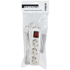 У03В 3места, 1,5м GENERICA (WYP10-10-03-D15-ZK-G). Удлинитель 3 места 2P+PE, 3х1 кв.мм, 10А, 250В. IEK