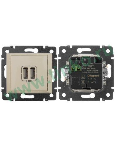 Розетка Valena двойная, USB, слоновая кость (774170). Розетка. LegranD в Грозном