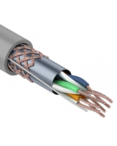 SF/UTP, CAT 5e, PVC, 4PR, 24AWG, INDOOR, STRANDED, серый, 305м, REXANT (01-0343). Кабель «витая пара» (LAN) для структурированных систем связи. Rexant в Грозном
