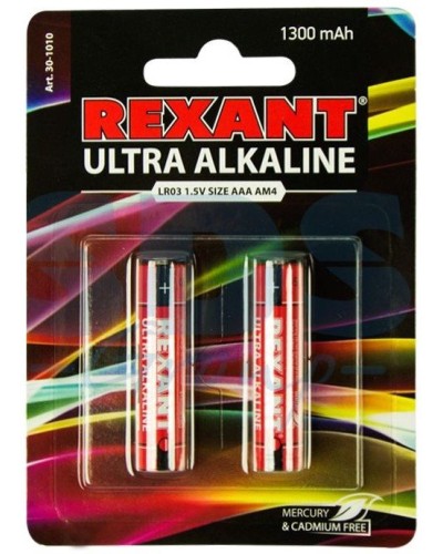 Ультра алкалиновая батарейка AAA/LR03 1,5 V 2 шт. блистер REXANT (30-1010). Элемент питания. Rexant в Грозном