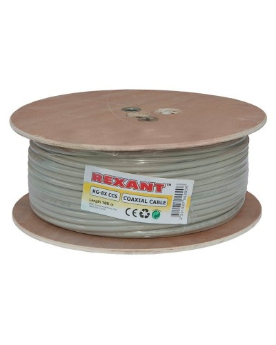 RG-8X, 50 Ом, CCS/Al/A, 75% (01-2021). Кабель коаксиальный радиочастотный. Rexant в Грозном
