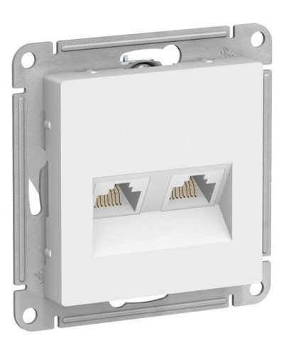 AtlasDesign розетка RJ45+RJ45, 2-местная, скрытой установки, механизм, белый (ATN000185). Розетка компьютерная. Systeme Electric в Грозном