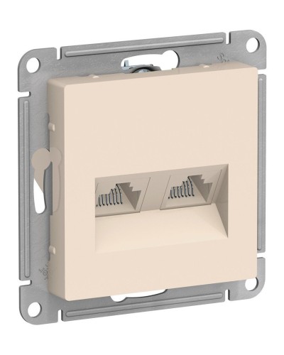 AtlasDesign розетка RJ45+RJ45, 2-местная, скрытой установки, механизм, бежевый (ATN000285). Розетка компьютерная. Systeme Electric в Грозном