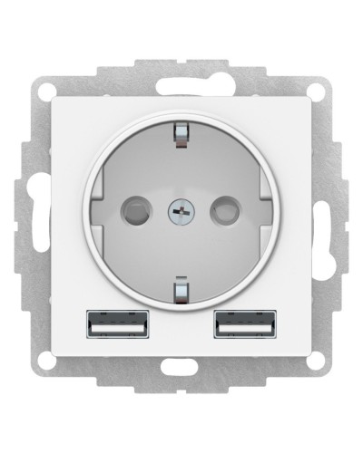 AtlasDesign розетка 1-местная с 2 USB A+A, скрытой установки, механизм, белый (ATN000130). Розетка с USB. Systeme Electric в Грозном