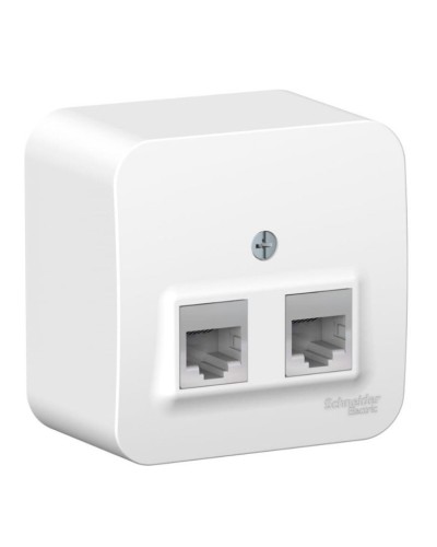 BLANCA розетка RJ11+RJ45, 2-местная, кат. 5Е, открытой установки, белый (BLNIA045111). Розетка компьютерная + телефонная с изолированной пластиной. Systeme Electric в Грозном