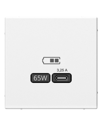 ArtGallery розетка USB тип-С 65Вт высокоскоростной заряд. QC, PD, скрытой установки, механизм, белый (GAL000127). Розетка USB. Systeme Electric в Грозном