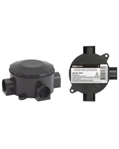 Распаячная коробка ОП D80х35мм, IP42, 3-х рожковая, черная TDM (SQ1401-4054). Распаячная коробка ОП. TDM ЕLECTRIC в Грозном