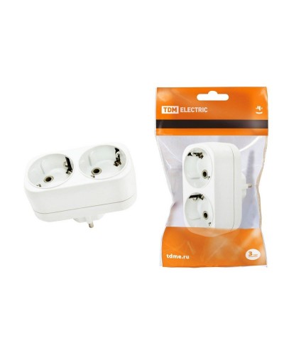 Блок на 2 гнезда 2П+З плоский 16А 250B TDM (SQ1806-0026). Розетка. TDM ЕLECTRIC в Грозном