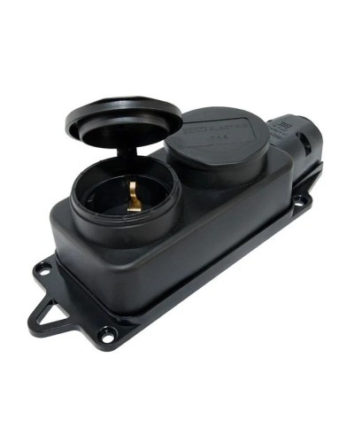 Розетка двухместная 2Р+РЕ 16А 250В IP44 (SQ0612-0010). Розетка двухместная с заглушками каучук. TDM ЕLECTRIC в Грозном