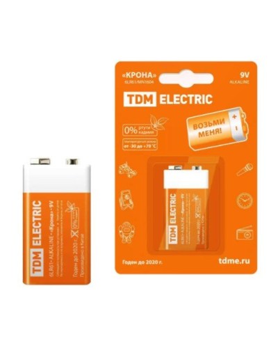 6LR61 Крона 9V BP-1 TDM (SQ1702-0013). Элемент питания. TDM ЕLECTRIC в Грозном