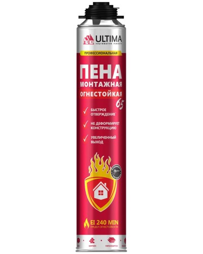 Пена огнестойкая ULTIMA PRO 65, 850 мл. Пена монтажная профессиональная. ULTIMA в Грозном
