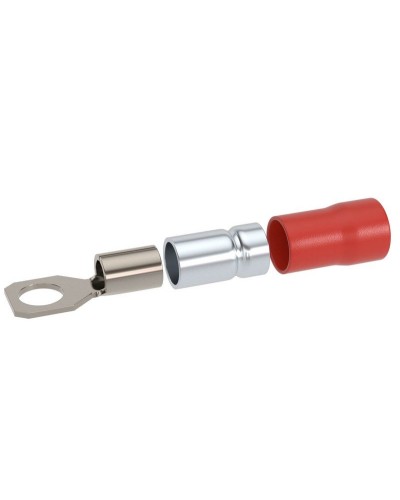 Наконечник НКИ 0,25-1,5 М6 (D6,4мм) с отверстием под винт (100 шт) (2A6P-DS-PVC). Наконечник с отверстием под винт и изолированным фланцем ПВХ, двойная гильза. ДКС в Грозном