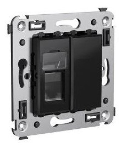 Розетка RJ-45 в стену Avanti одинарная черный квадрат (4402463). Розетка компьютерная. ДКС в Грозном