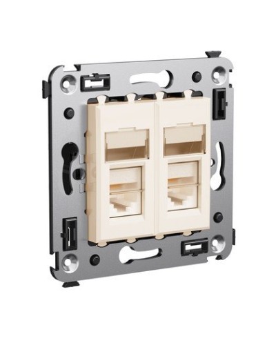 Розетка RJ-45 Avanti в стену двойная экранированная ванильная дымка (4405364). Розетка. ДКС в Грозном