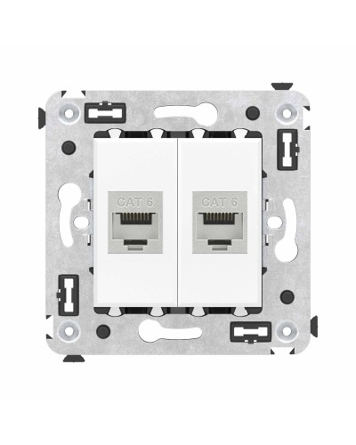 Розетка RJ-45 в стену, кат.6E, Avanti, двойная, белое облако (4400794). Розетка компьютерная модульная. ДКС в Грозном