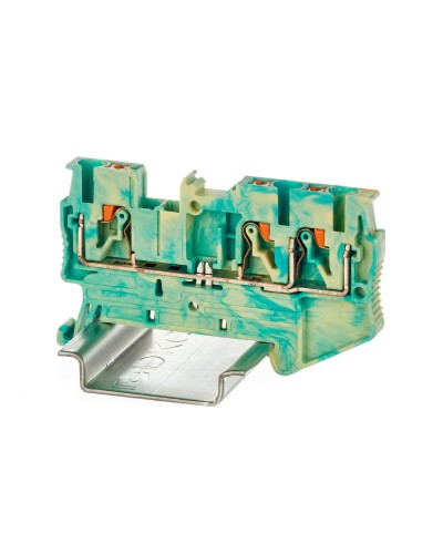 Клемма заземления, 3 точки подключения, 2.5 кв.мм (VPR-2.5-TWIN-PE-YG). Клемма заземления, зажим push-in. ДКС в Грозном