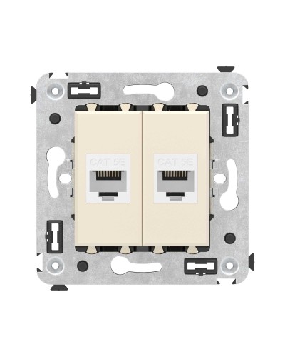 Розетка RJ-45 в стену, кат.5E, Avanti, двойная, ванильная дымка (4405664). Розетка компьютерная. ДКС в Грозном