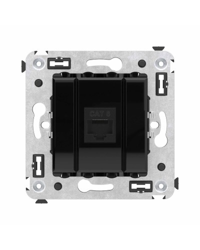 Розетка RJ-45 в стену, кат.6E, Avanti, одинарная, черный квадрат (4402693). Розетка компьютерная. ДКС в Грозном