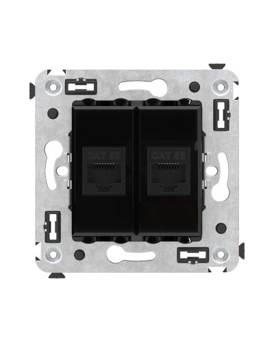Розетка RJ-45 в стену, кат.5E, Avanti, двойная, черный квадрат (4402664). Розетка компьютерная. ДКС в Грозном