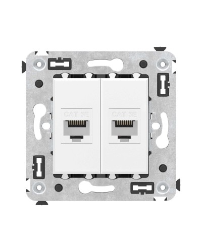 Розетка RJ-45 в стену, кат.5E, Avanti, двойная, белое облако (4400664). Розетка компьютерная. ДКС в Грозном