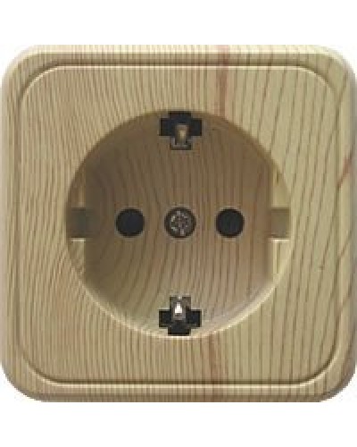 Розетка одинарная открытой установки с з/к, сосна, LK Standard (813225). Розетка с заземляющими контактами и защитными шторками. Экопласт в Грозном