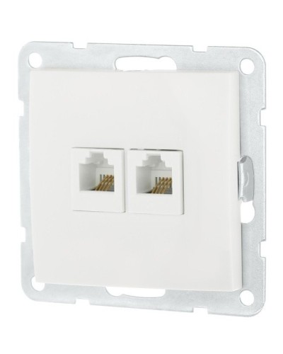 Розетка телефонная двойная 2xRJ-12 с накладкой, белый LK60 (865604-1). Розетка телефонная. Экопласт в Грозном