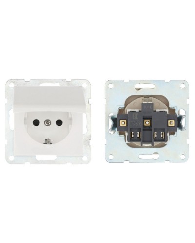 Розетка с з/к, шторками и крышкой, белый LK80 (843404-1). Розетка. Экопласт в Грозном